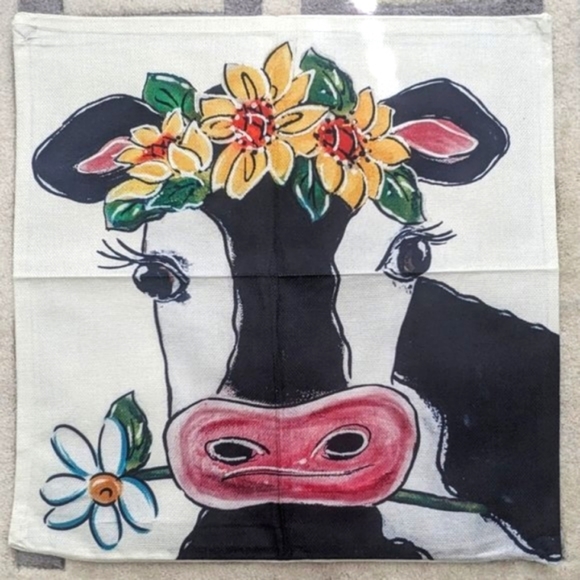 NEW COW Pillow Cover 20X20" Farmhouse Cottage Ranch Country Year of the OX - Picture 3 of 9
